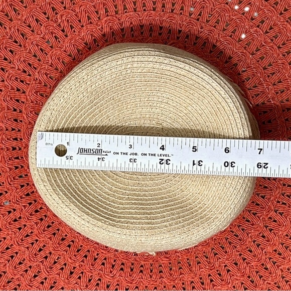 CAPPELLI Straworld Orange & Natural Paper Wide Brim Hat Cord & Metal Detail OS - Picture 7 of 8
